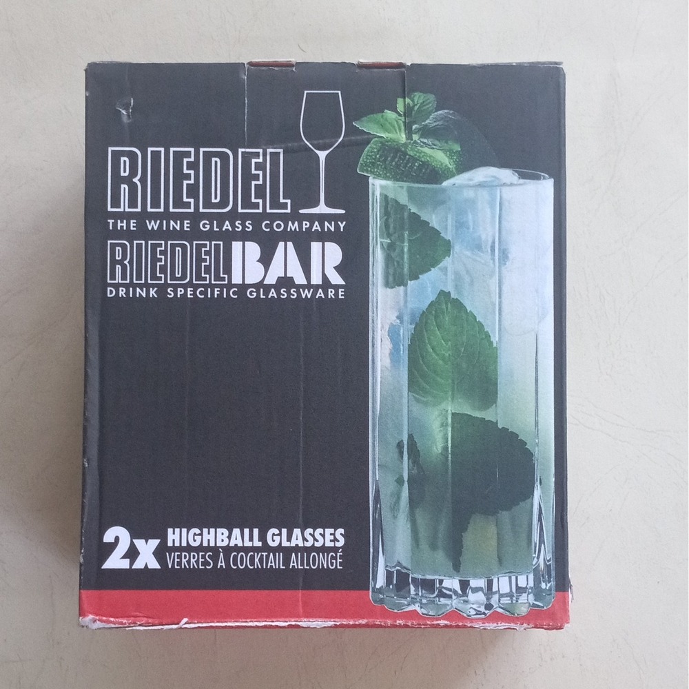 Riedel Bar Crystal Highball Glass Set of 2 Made in Germany 6417/04 Clear